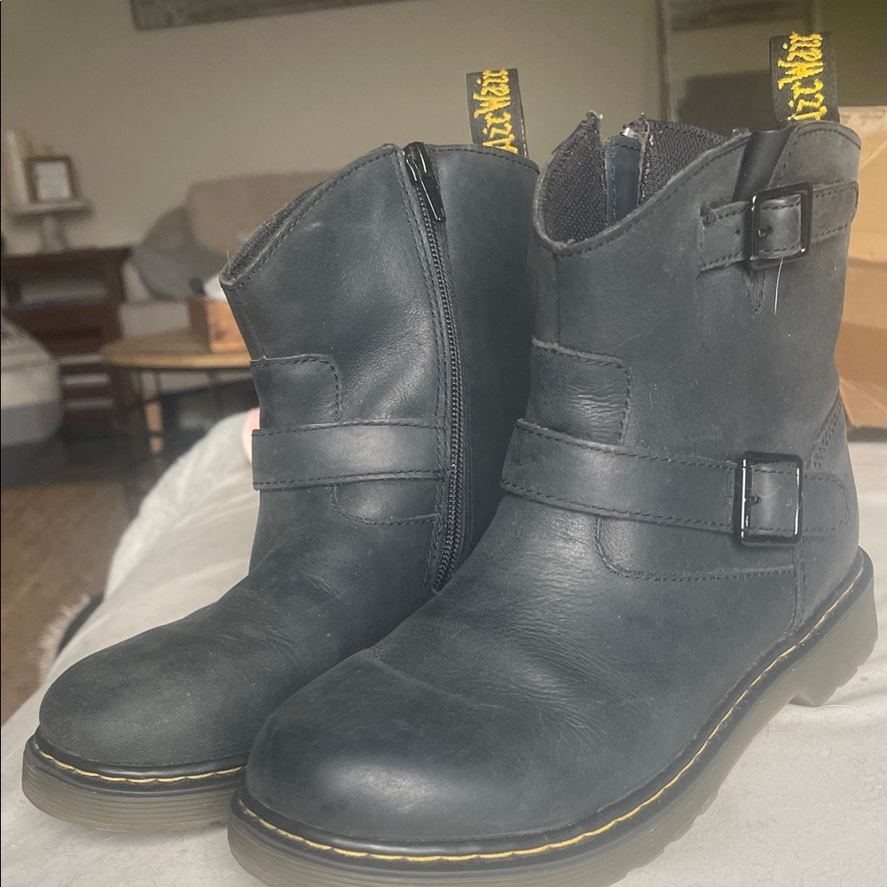 Dr. Martens Black Ankle Boots with Buckle Detail